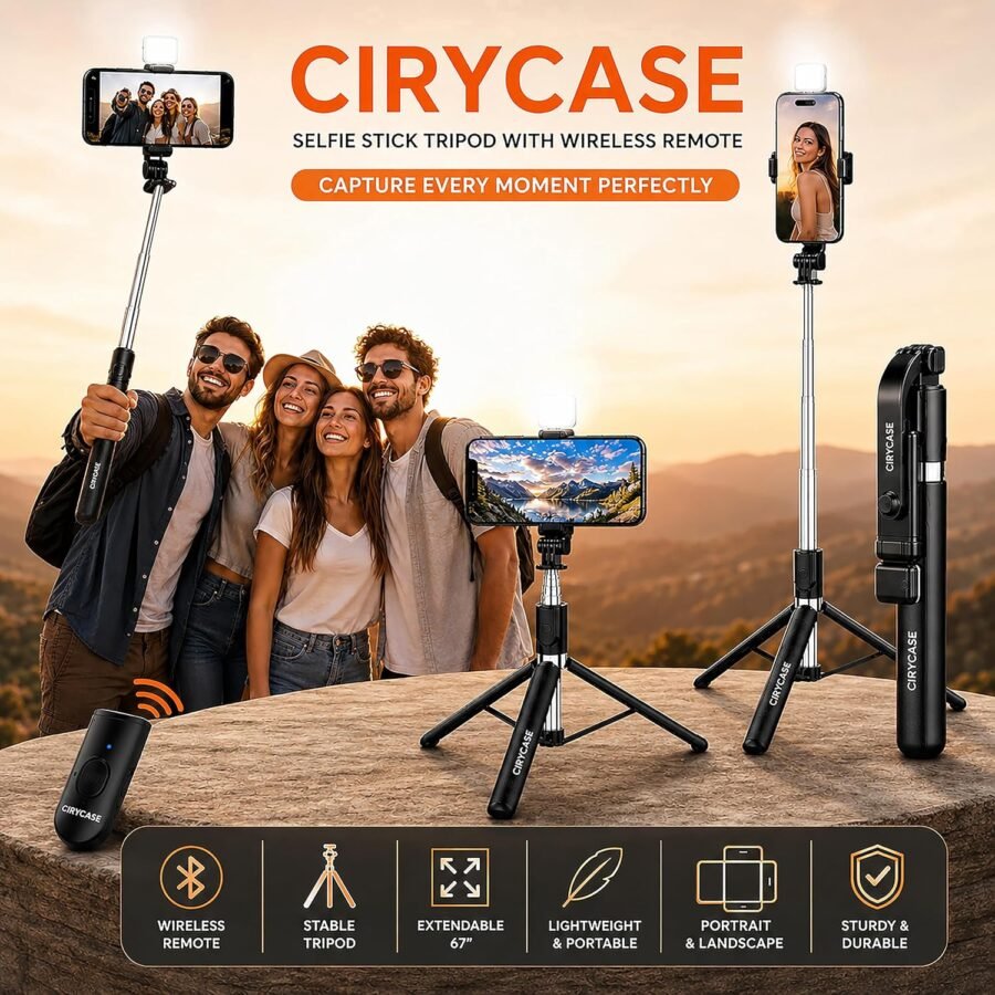 R1S-L All-in-One Selfie Stick Tripod with Fill Light